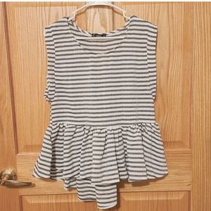 Shein Grey and white stripe peplum top
